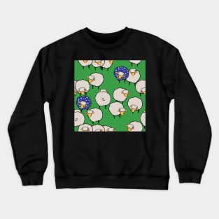 Sheep on Grass Royal Blue Flowers Crewneck Sweatshirt